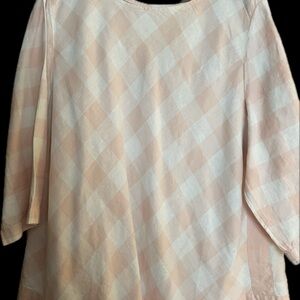 J. Jill Pale Pink and White Plaid linen Blouse
